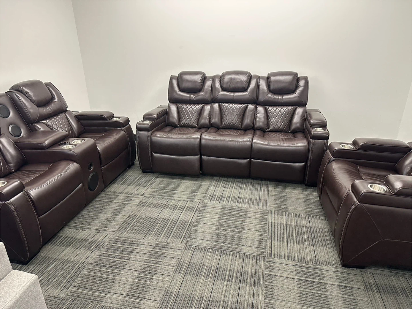 Dark Brown Leather Reclining  Sofa set - photo 3