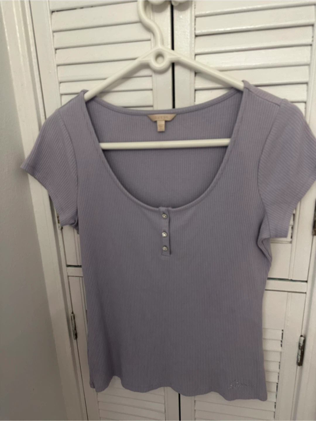 Guess Ribbed Henley Top - Lavender - photo 2