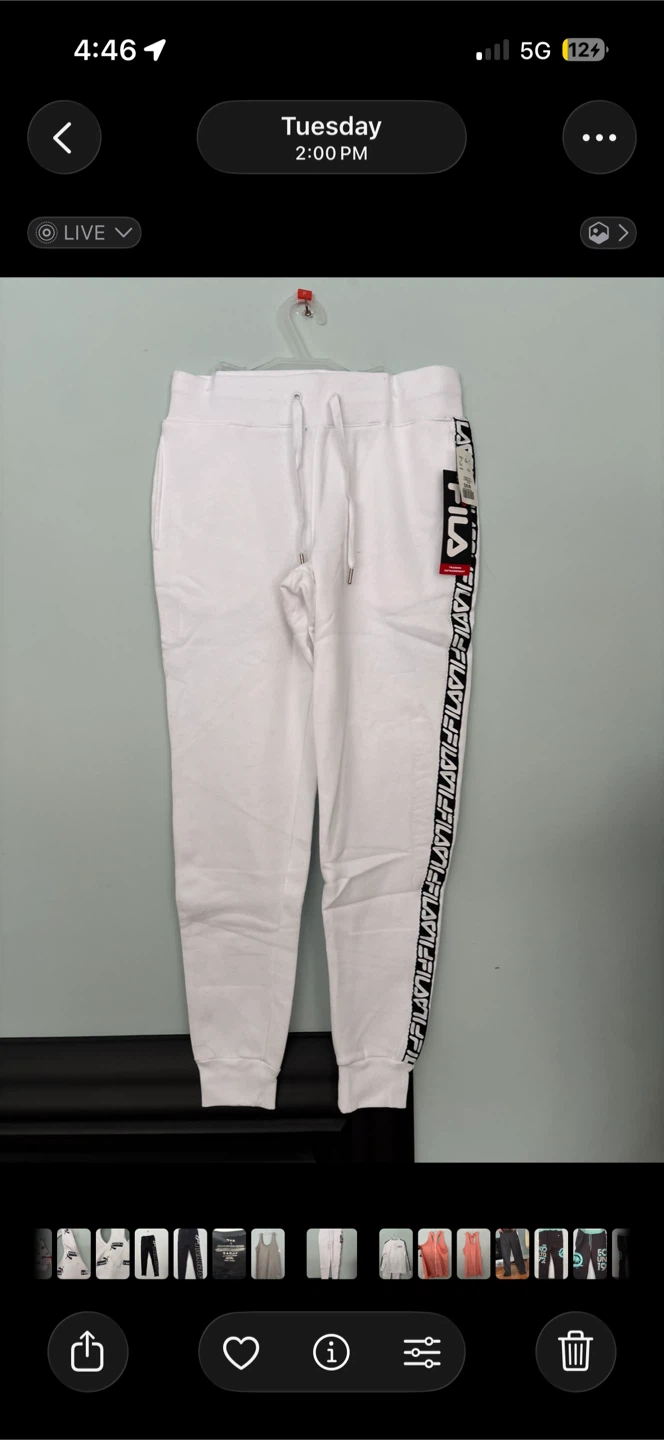 White Fila Sweatpants with Logo Tape - photo 2