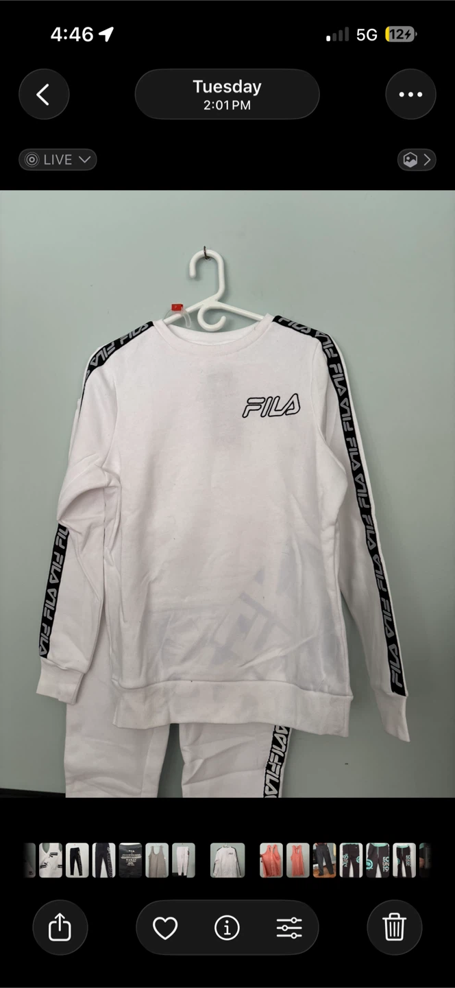 White Fila Sweatpants with Logo Tape