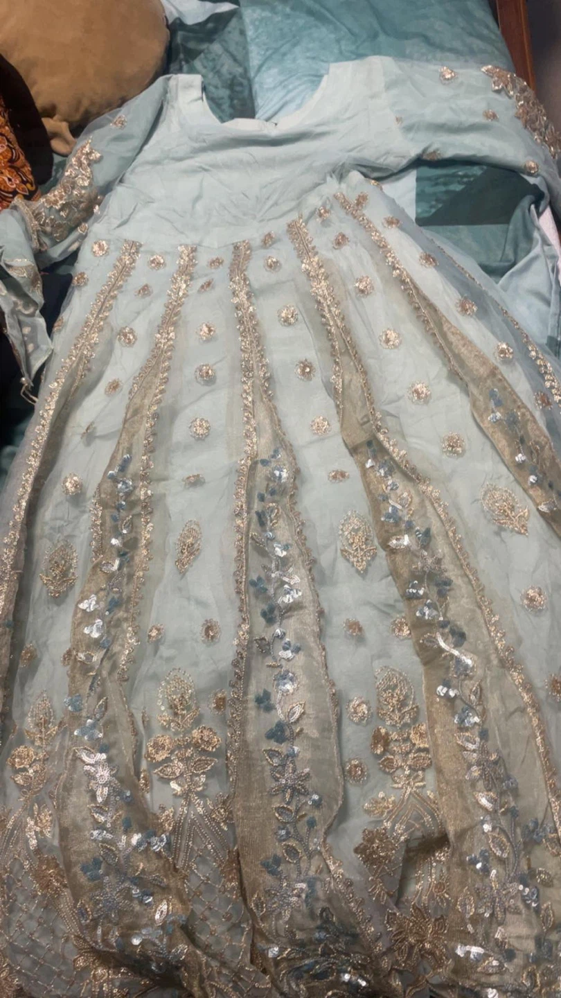 Embellished Light Blue Lehenga Choli Set - photo 2