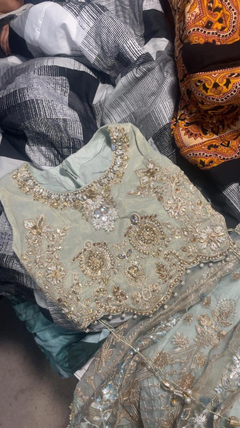 Embellished Light Blue Lehenga Choli Set - photo 3