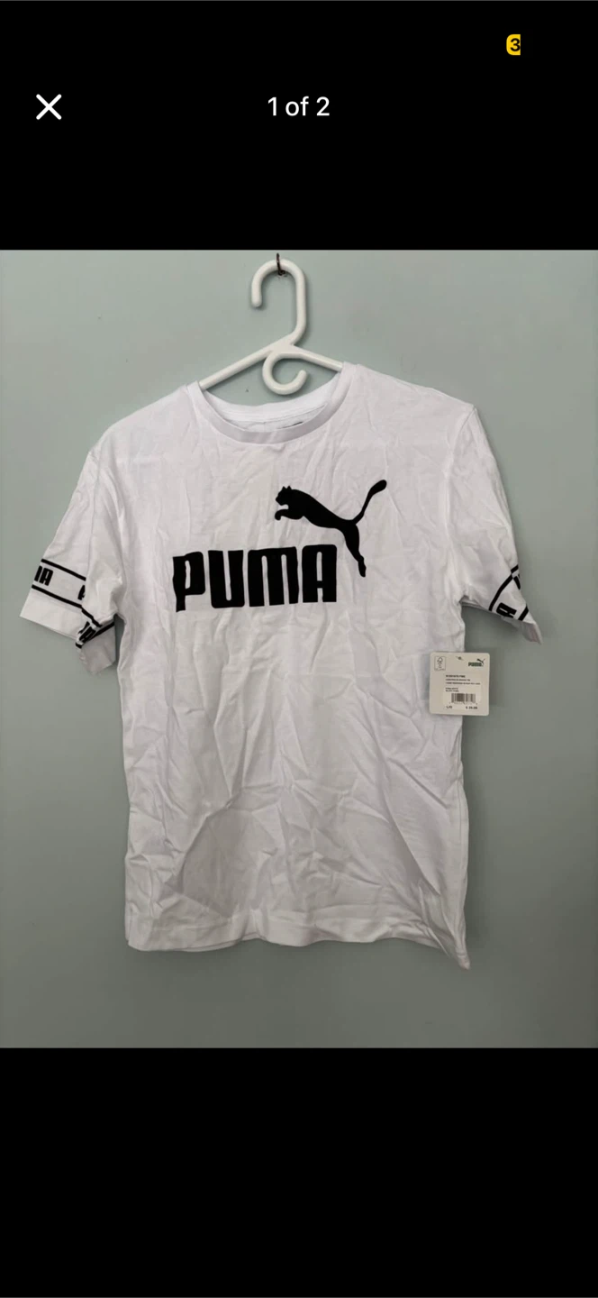 YOUTH Puma Logo Graphic Tee - White - L/G