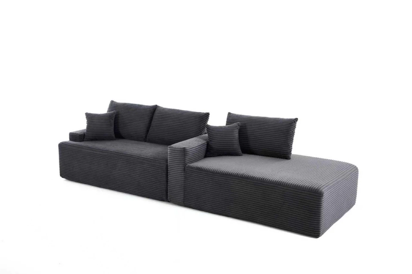 Dark Grey Corduroy Sectional Sofa - photo 4