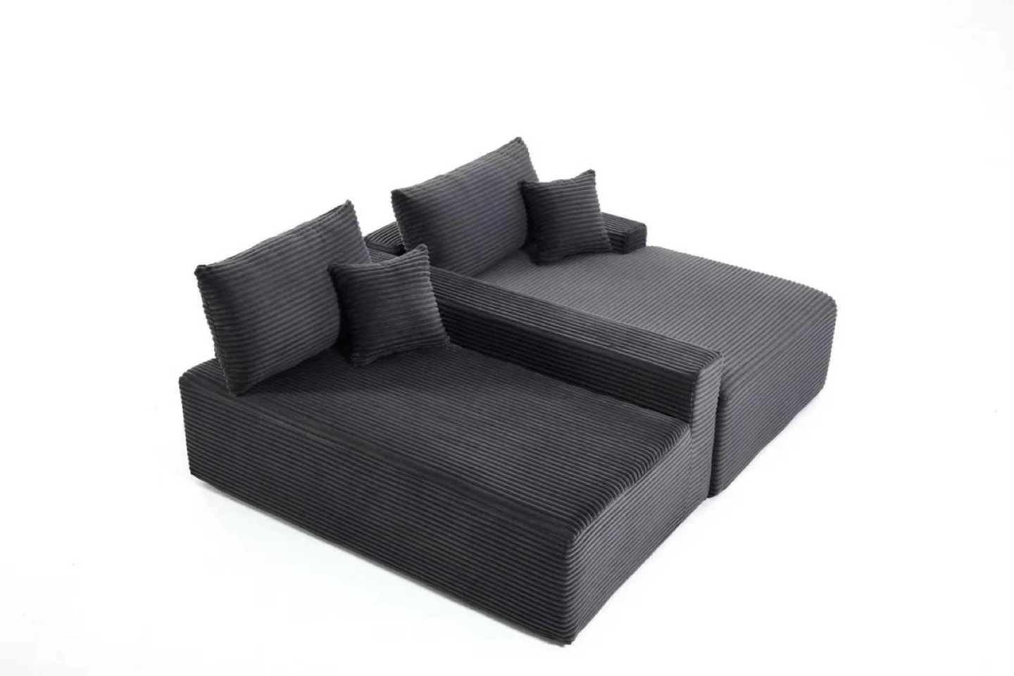 Dark Grey Corduroy Sectional Sofa - photo 2