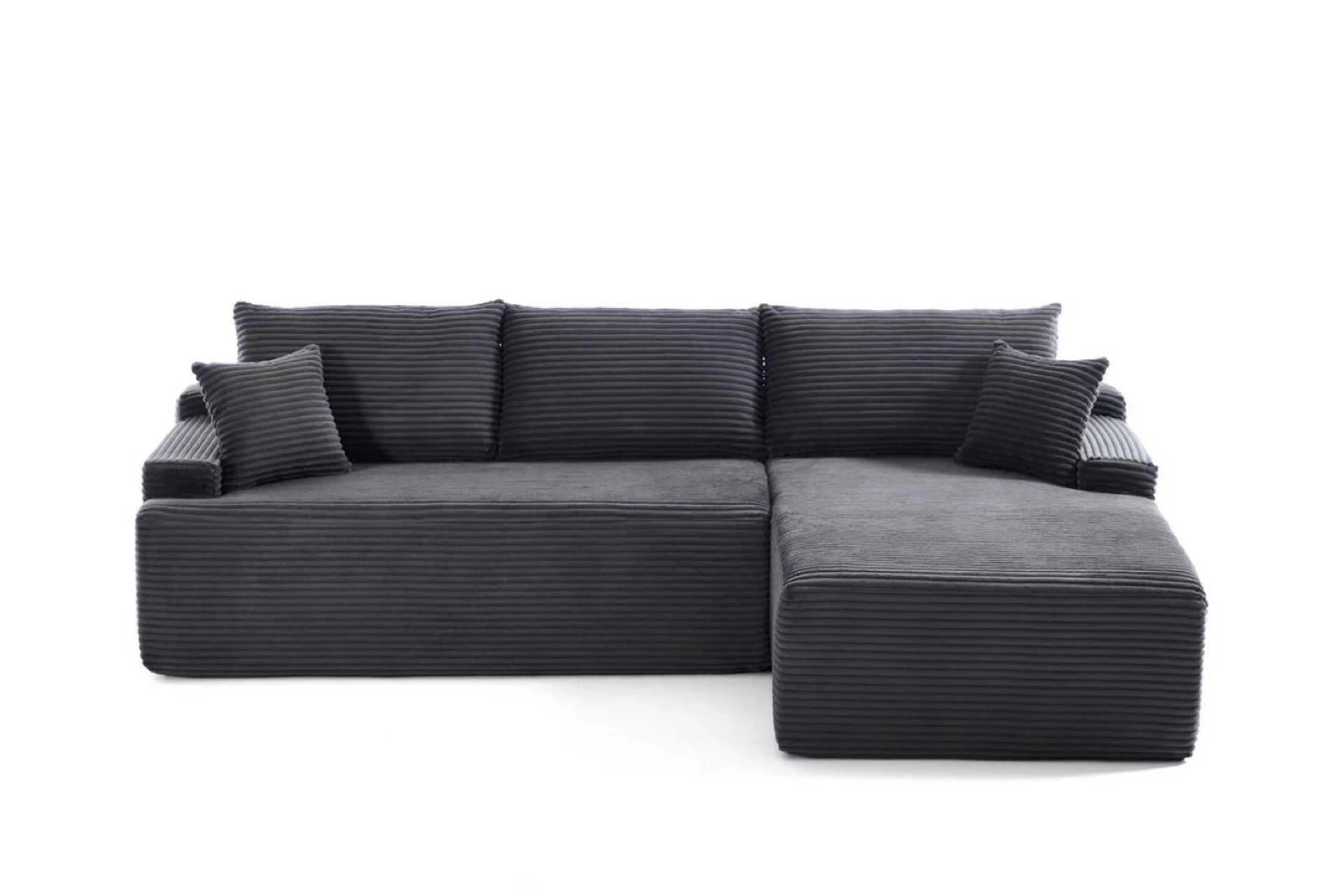 Dark Grey Corduroy Sectional Sofa - photo 3