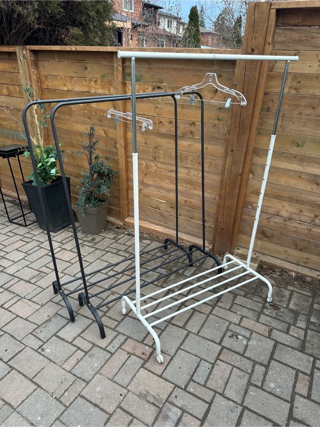 2 Clothing Garment Racks - Black and White