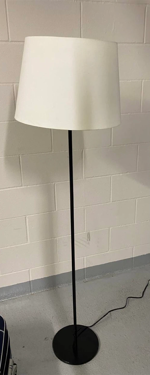 Floor Lamp - White Shade, Black Pole