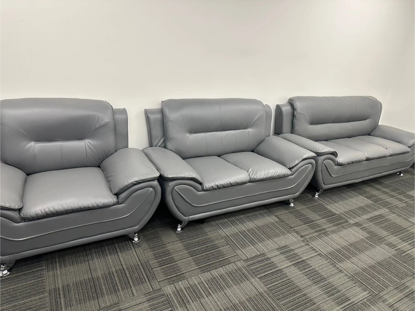 Grey Leather Sofa Set