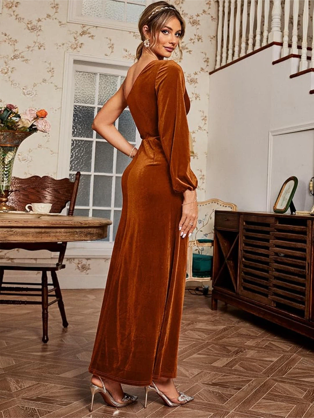 NEW! Velvet One-Shoulder Maxi Dress - photo 3