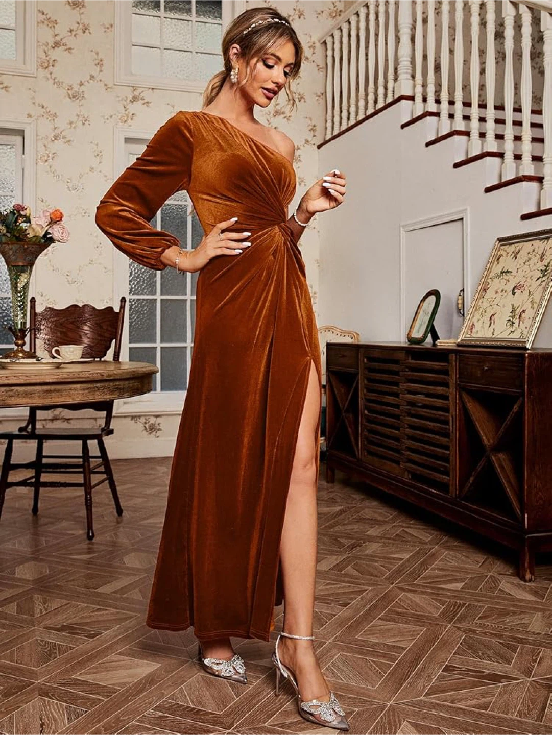 NEW! Velvet One-Shoulder Maxi Dress - photo 2
