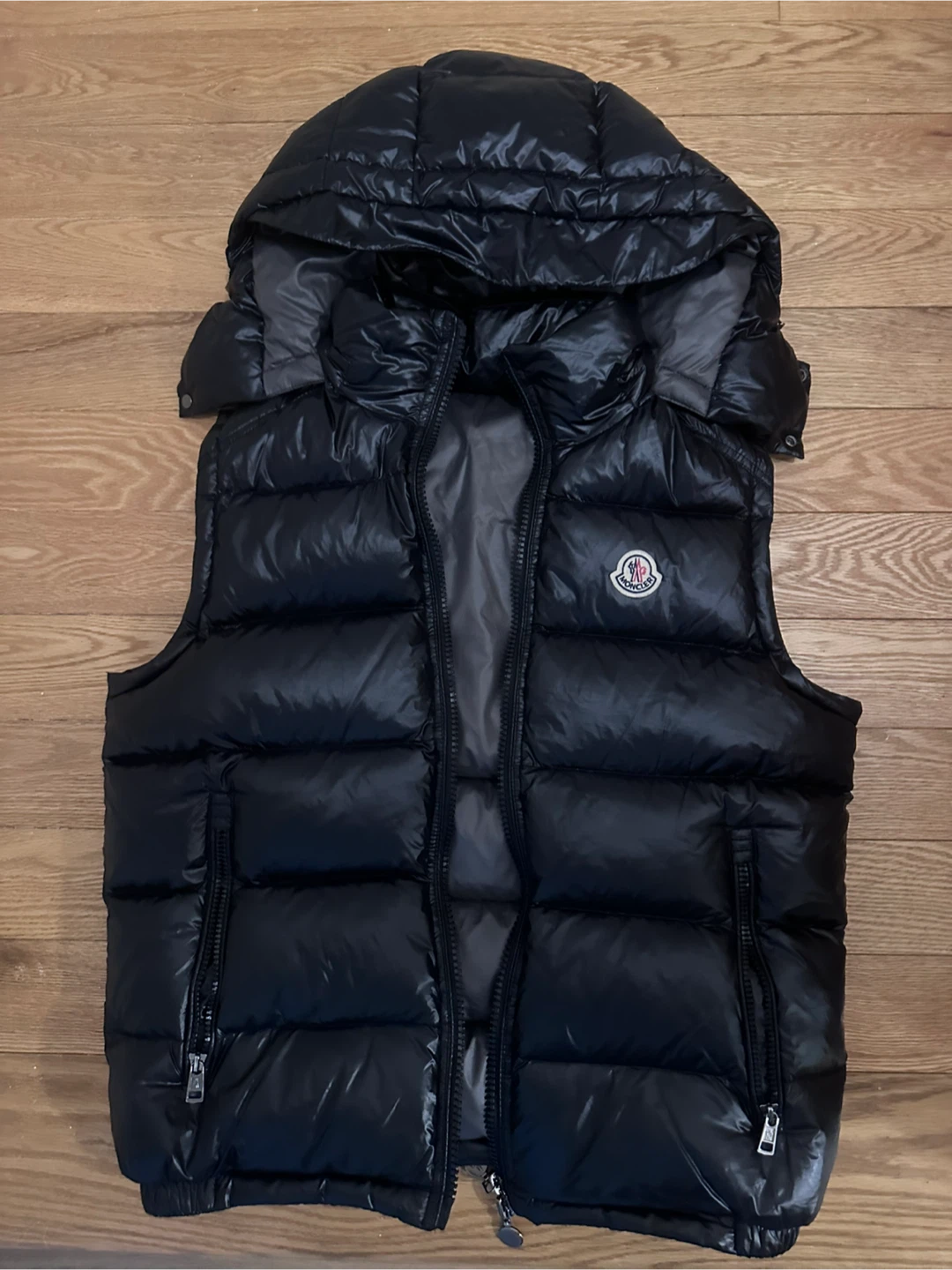 Moncler Black Puffer Vest with Hood