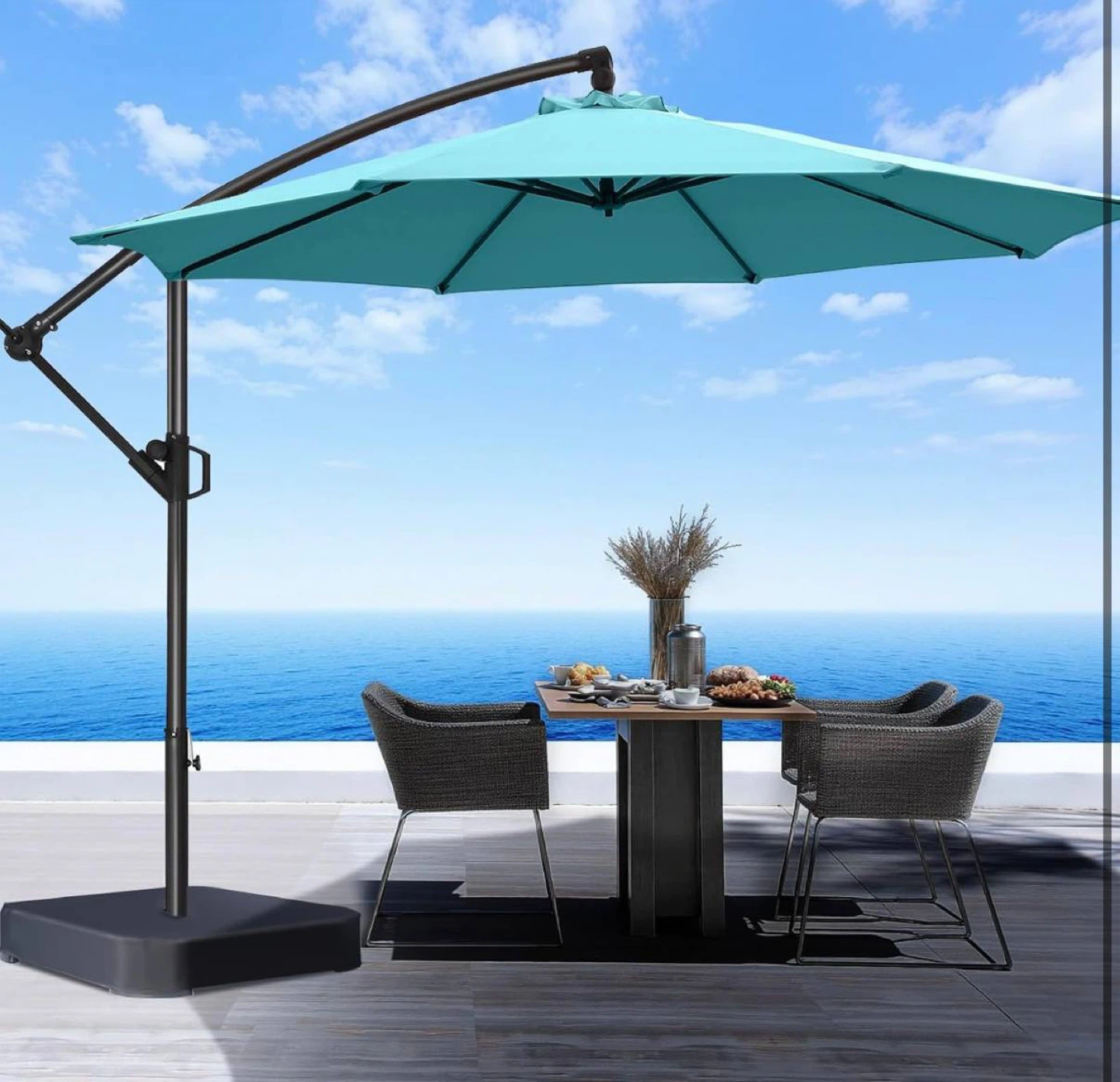 HomShade 10-ft Patio Offset Umbrella – Teal, Like New