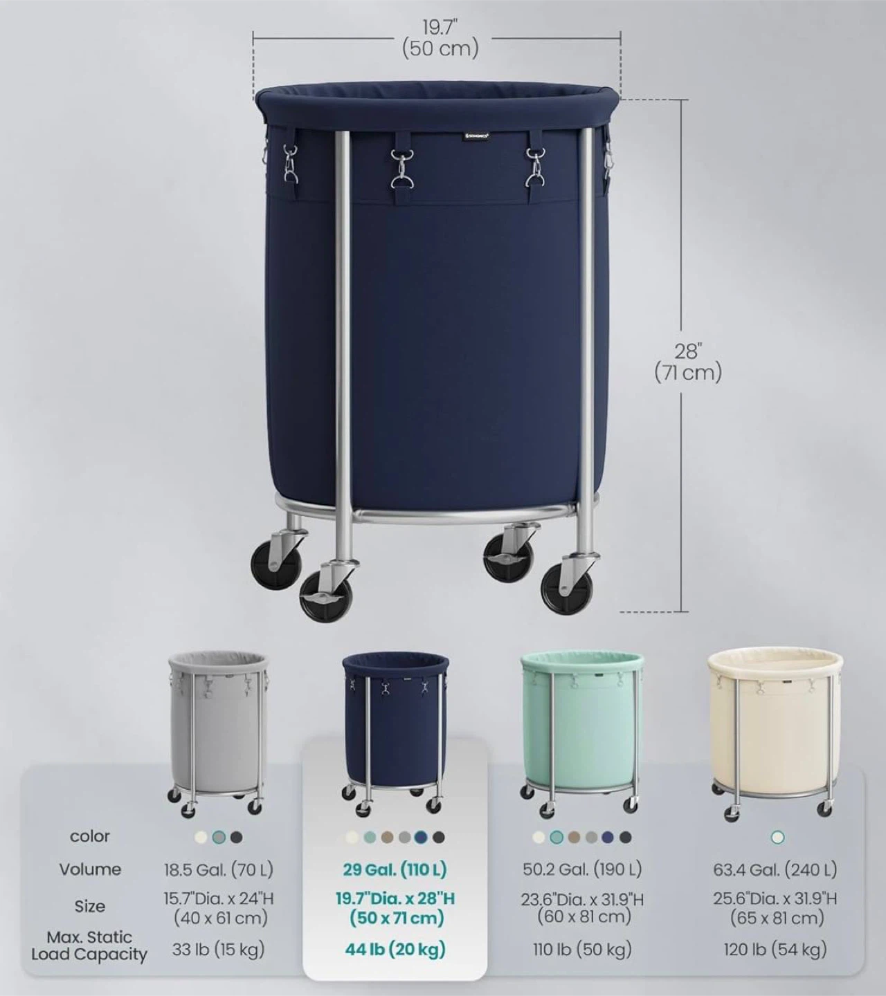 Rolling Laundry Basket 110L (29 Gallon) with Wheels – Brand New - photo 3