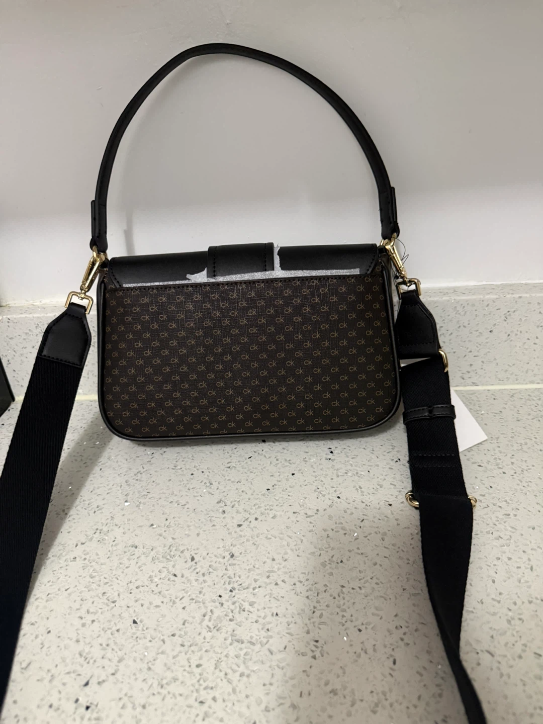Calvin Klein Black Shoulder Bag with CK Monogram - photo 2