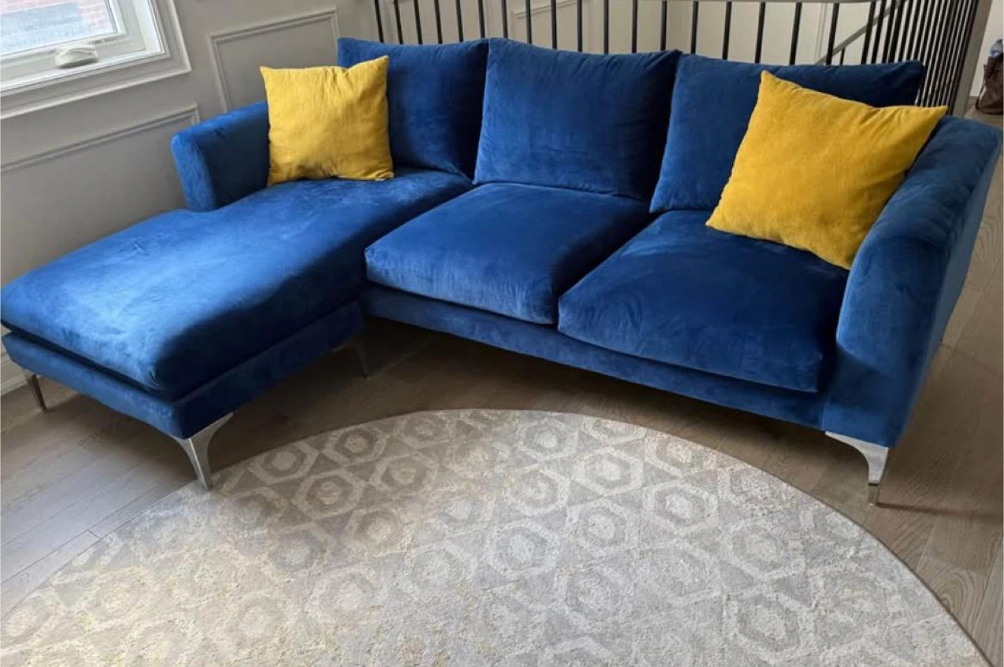 Royal Blue Velvet Sectional Sofa