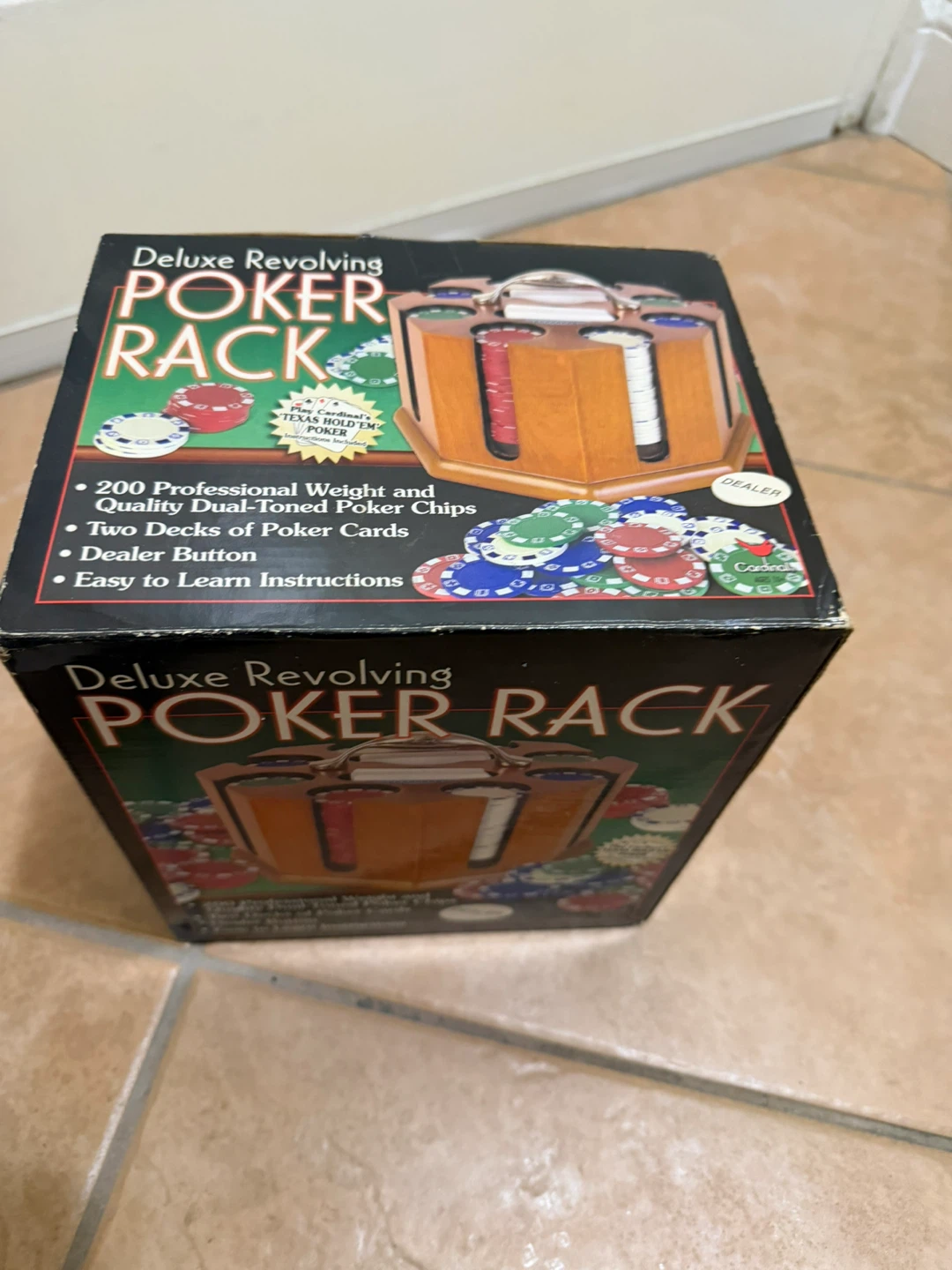 Deluxe Revolving Poker Rack with 200 Chips & 2 Decks of Cards