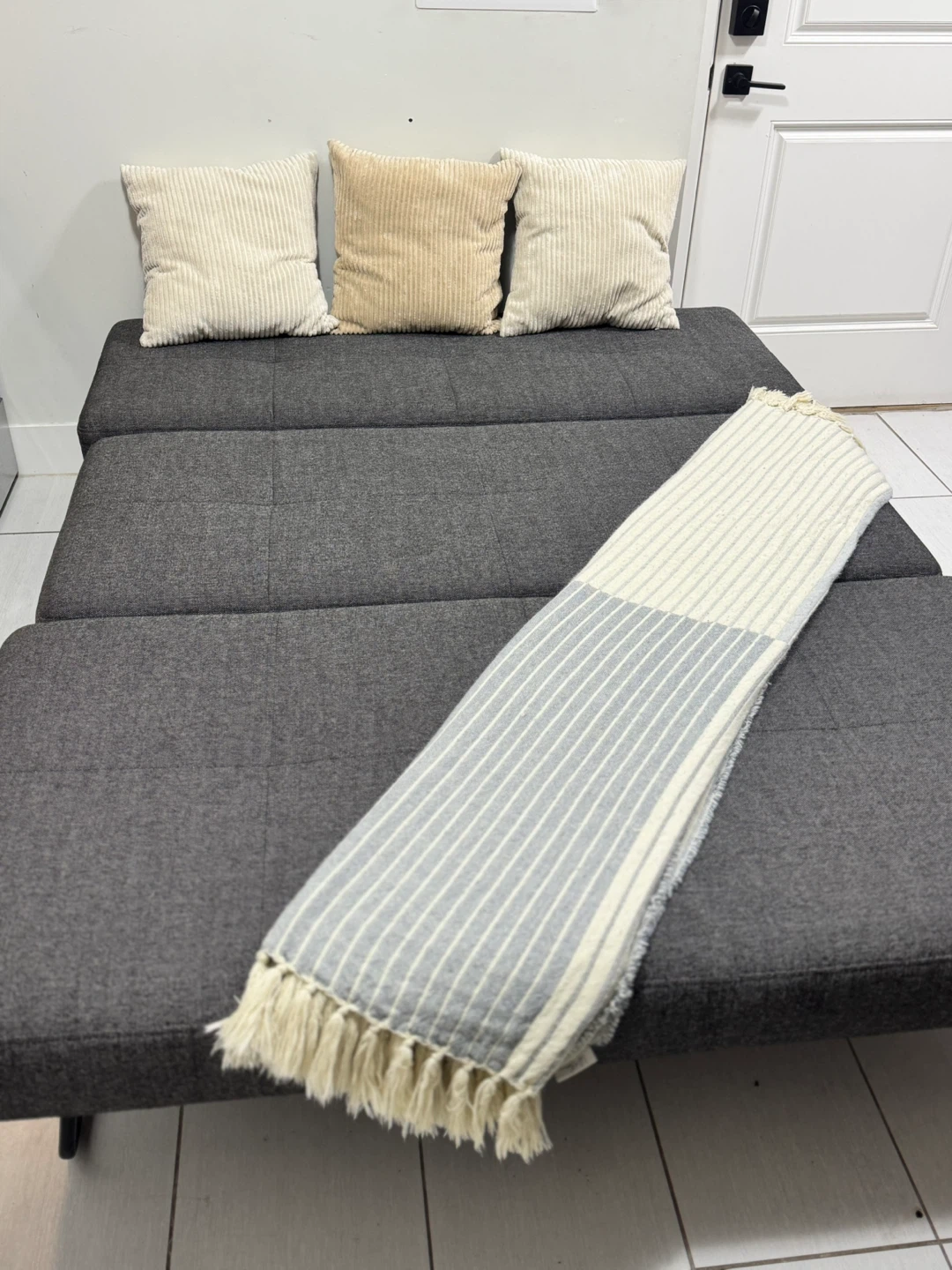 Stylish Gray Corduroy Sofa bed - photo 2