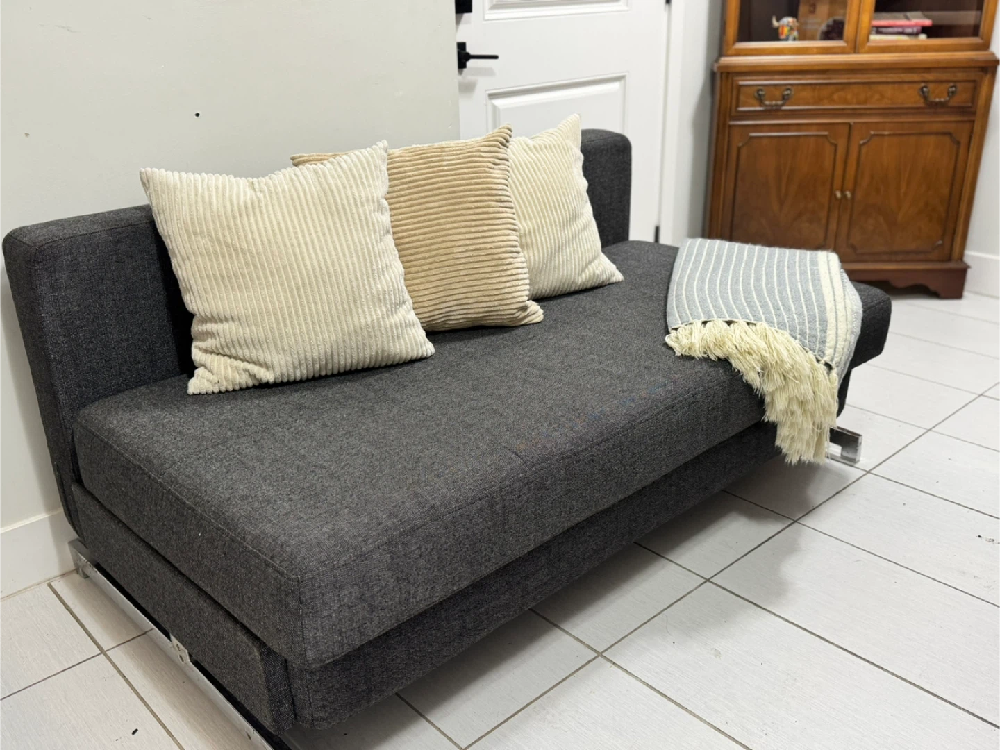 Stylish Gray Corduroy Sofa bed