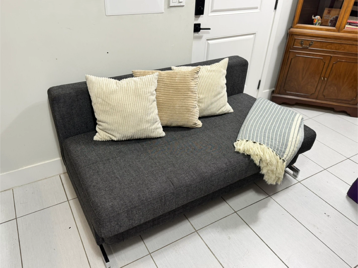 Stylish Gray Corduroy Sofa bed - photo 4