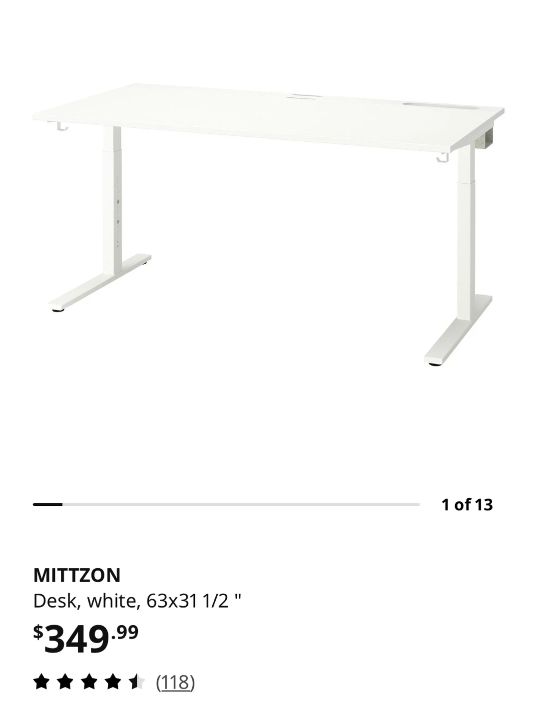 Final sale~3/16 IKEA MITTZON Desk (Largest)11month used - photo 3