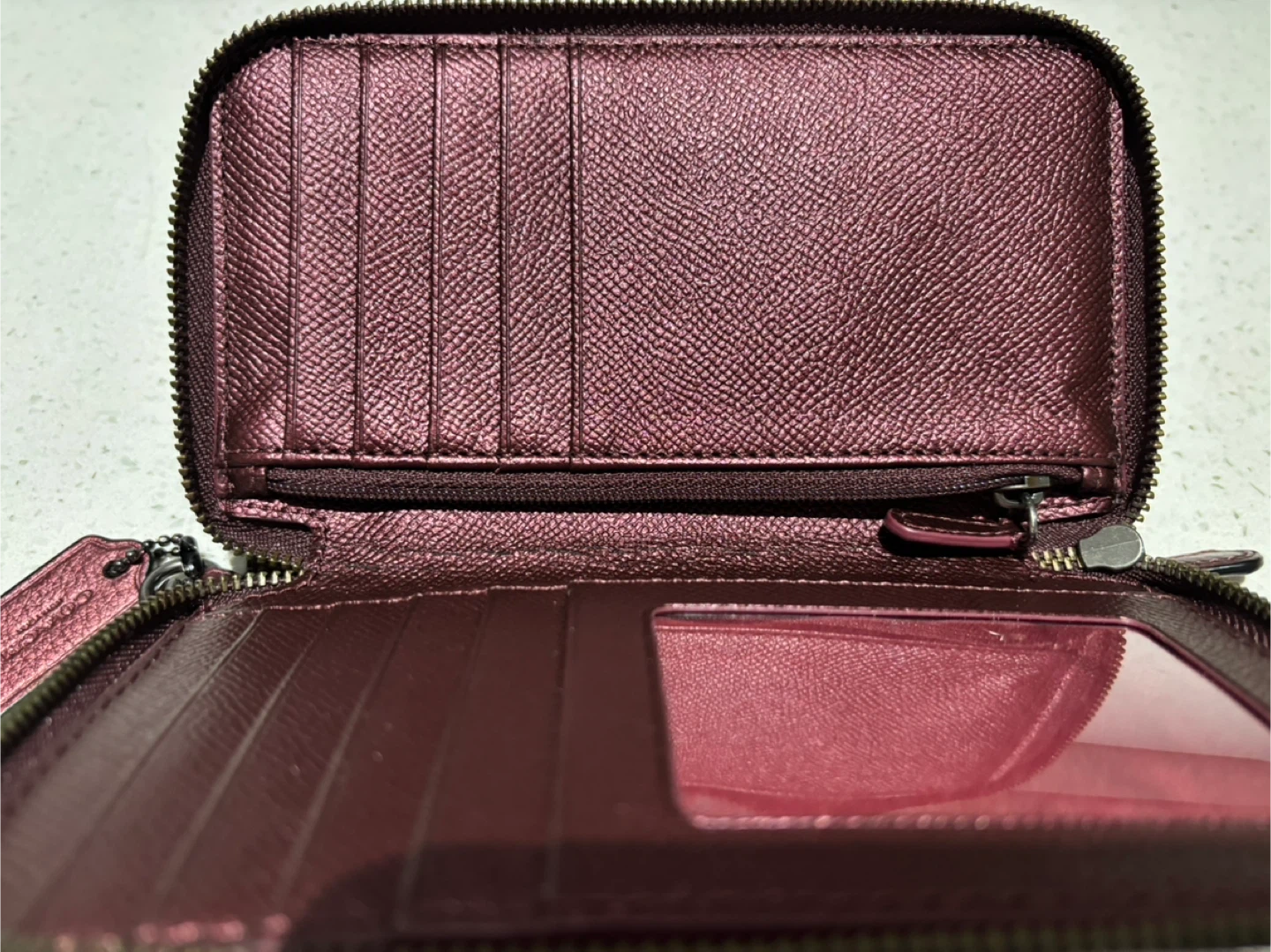 Coach Wristlet Wallet Glitter Burgundy - photo 2