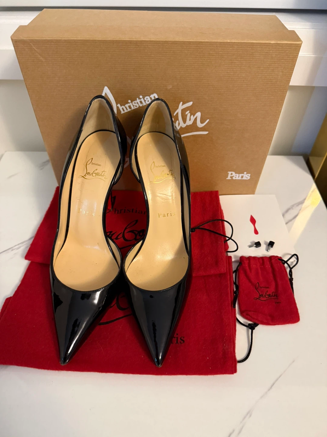 Christian Louboutin Black Patent Leather Heels 100