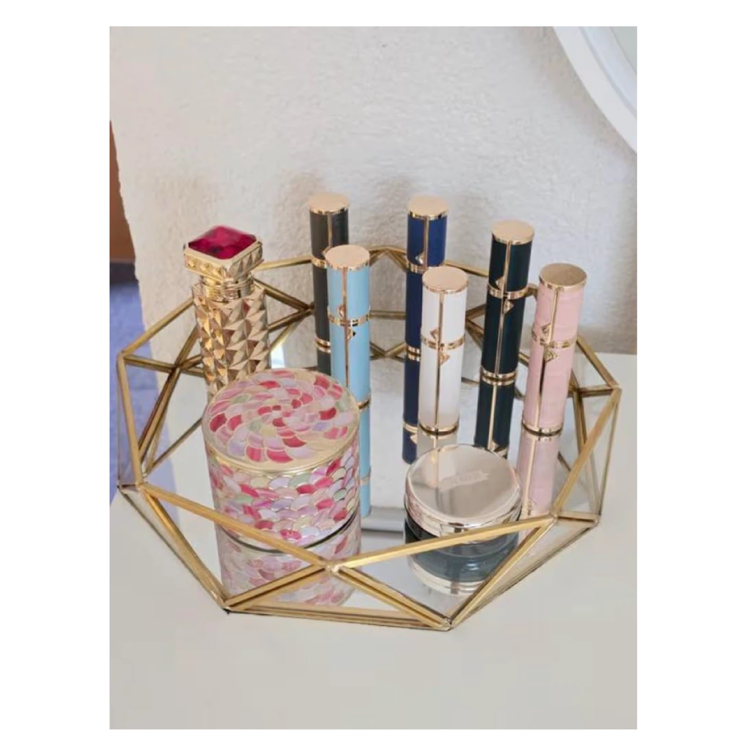 Geometric Mirrored Vanity Tray Organizer - photo 4