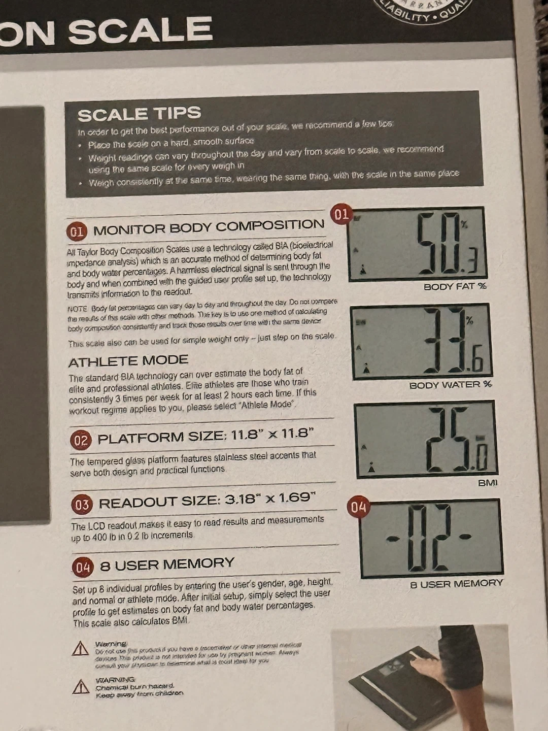 Taylor Body Composition Scale BMI BODY FAT AND BODY WATER - photo 5