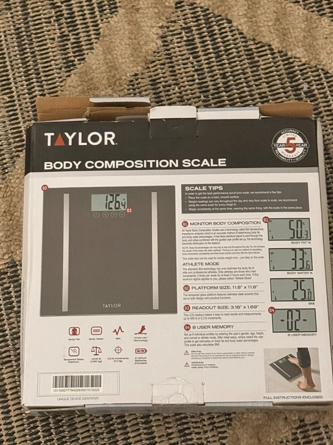 Taylor Body Composition Scale BMI BODY FAT AND BODY WATER - photo 4