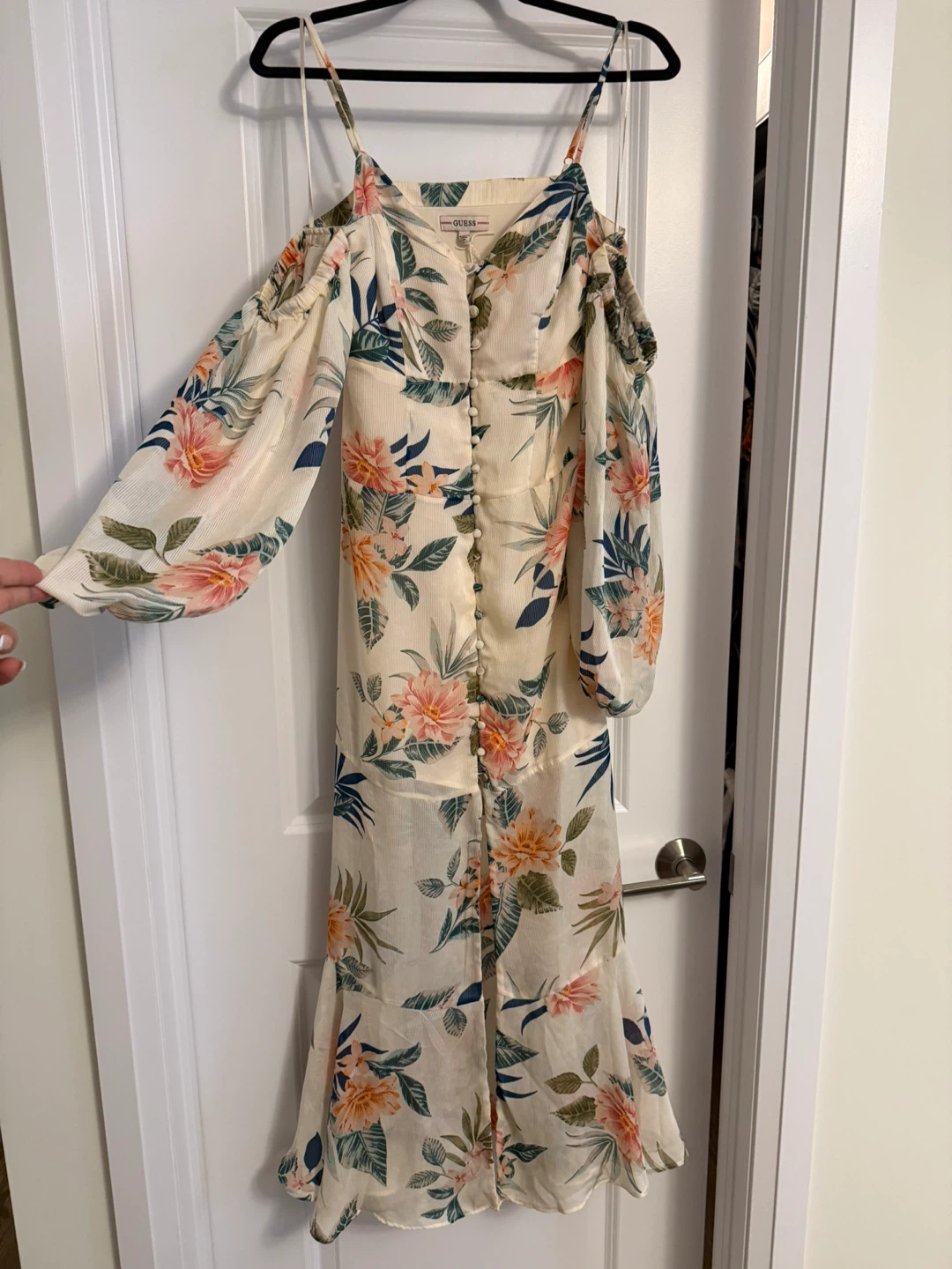 Guess Floral Cold Shoulder Maxi Dress