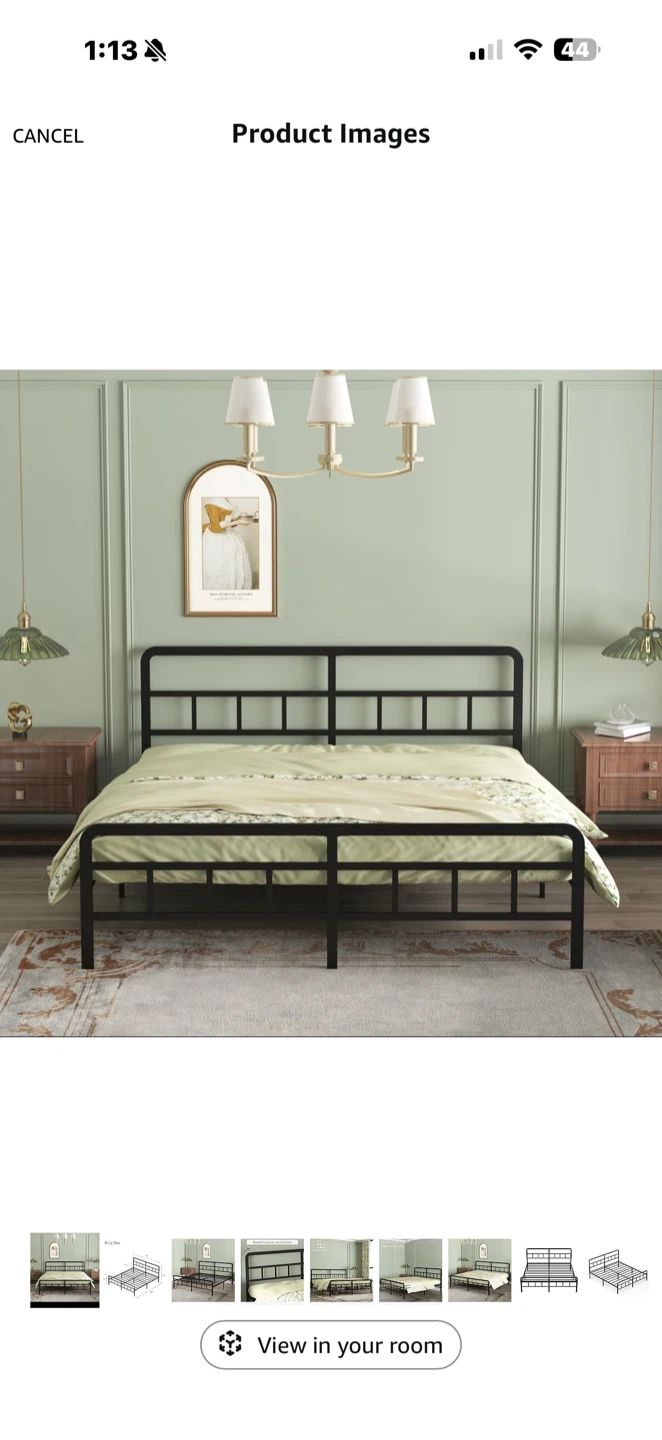 Black Metal King Size Bed Frame - photo 3
