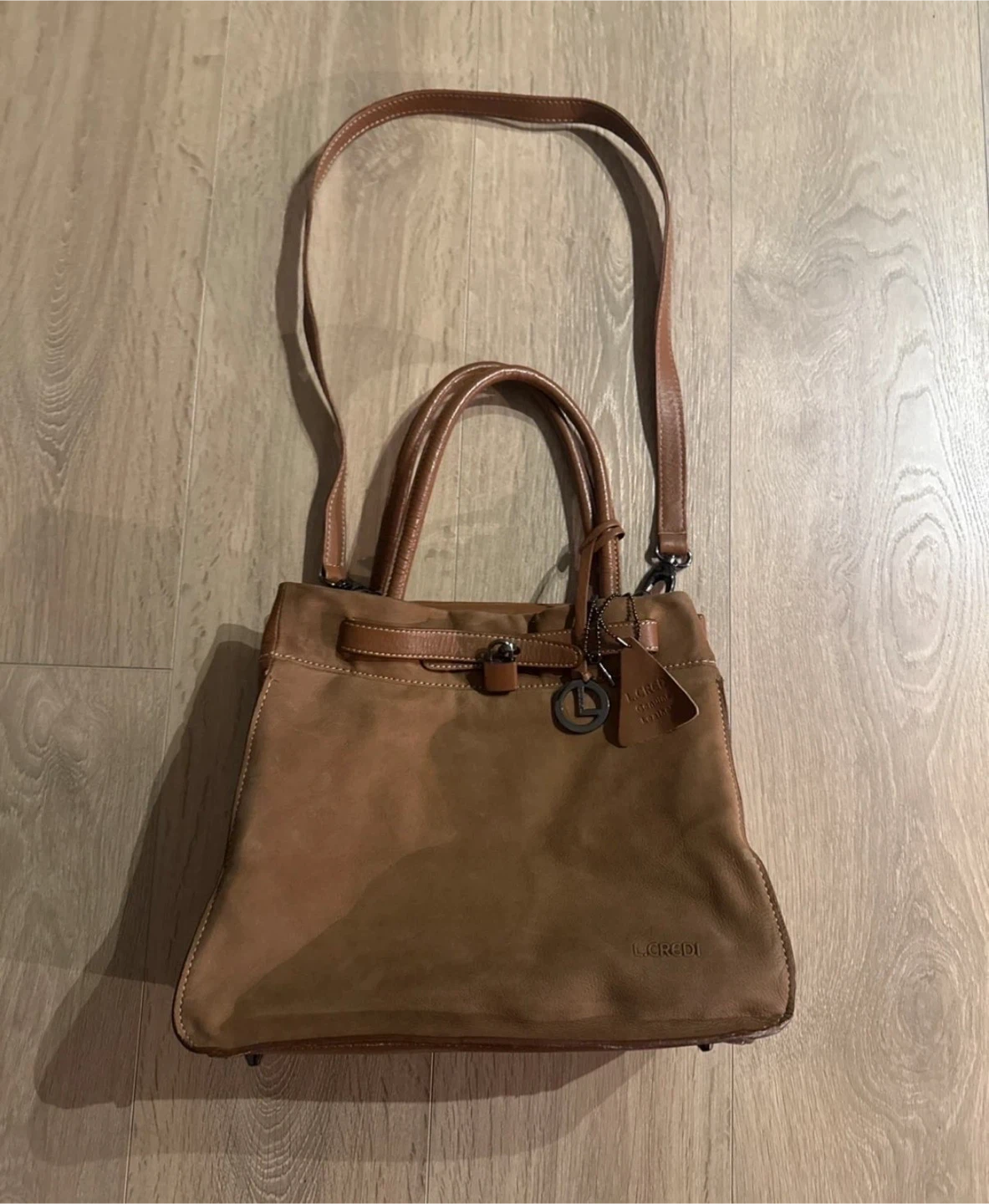 L.Credi Brown Leather Tote Bag