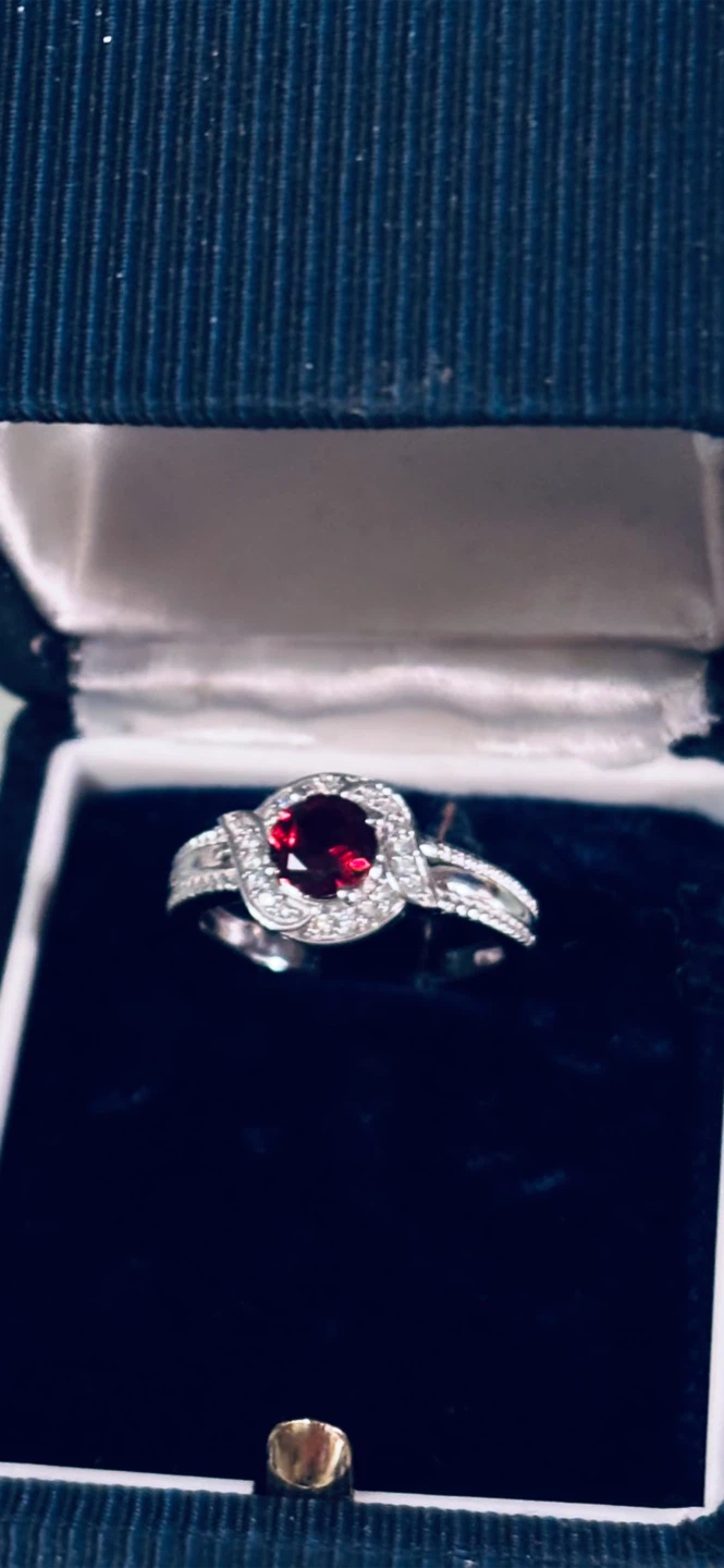 Sterling silver and  Garnet Ring Presentation Box