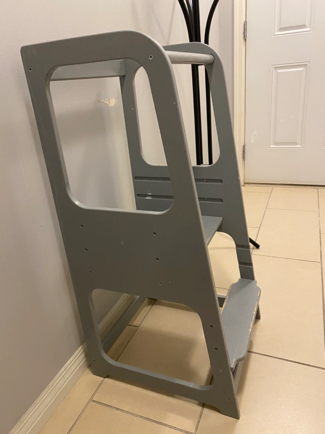 Grey Wooden Kitchen Helper Stool - photo 2