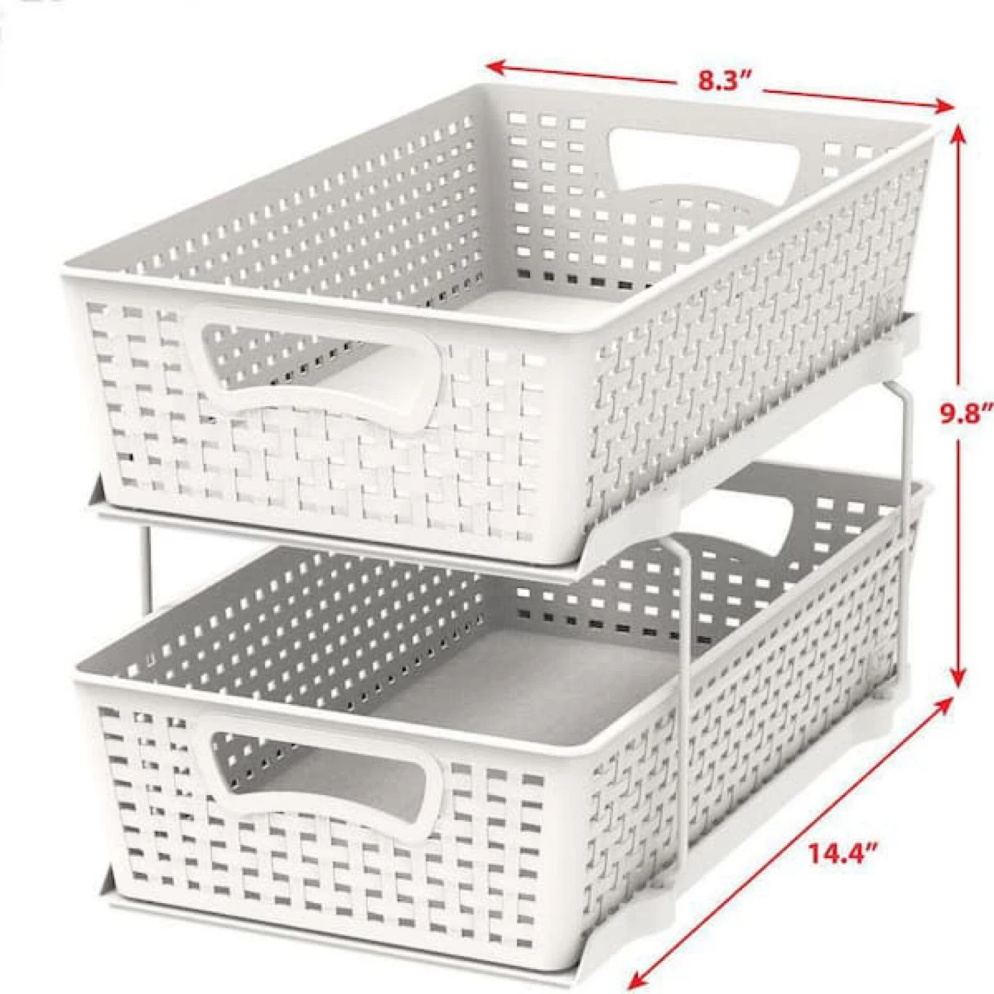 Two White 2-Tier Drawer Organizer Baskets - photo 3