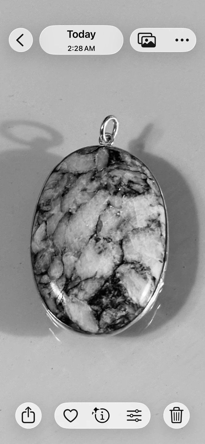 Natural Pinolite gemstone  in sterling silver frame