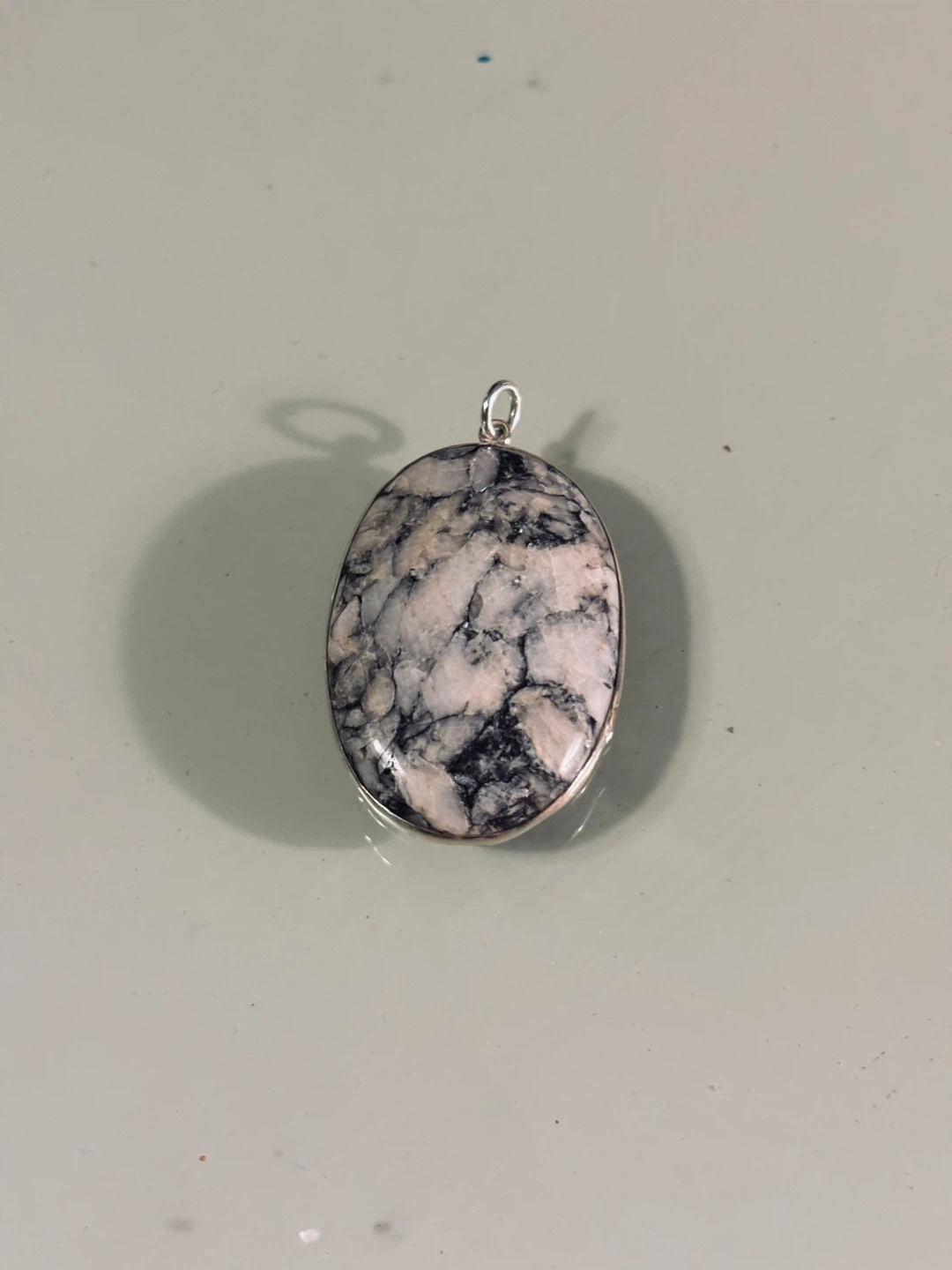 Natural Pinolite gemstone  in sterling silver frame - photo 3