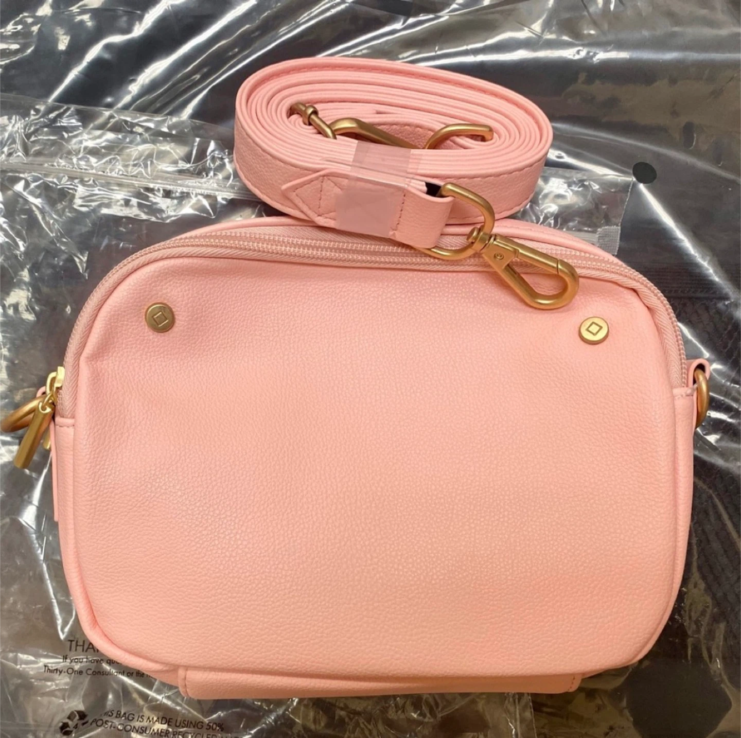 Thirty-One Faux Leather Crossbody Bag with Adjustable Strap