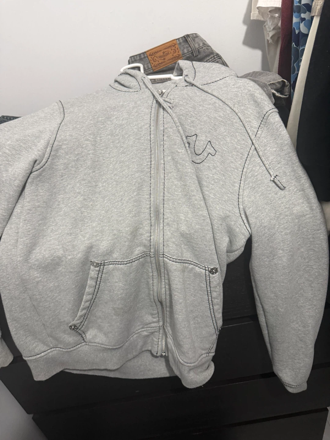 True Religion Grey Zip-Up Hoodie
