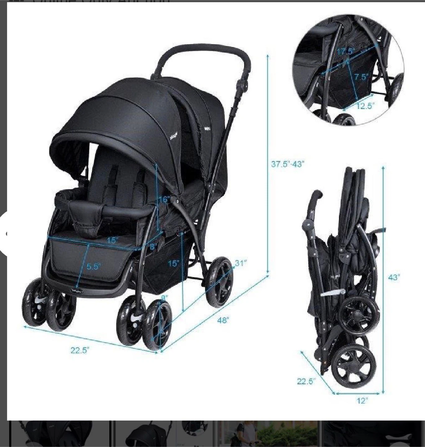 BabyJoy Double Stroller - photo 2