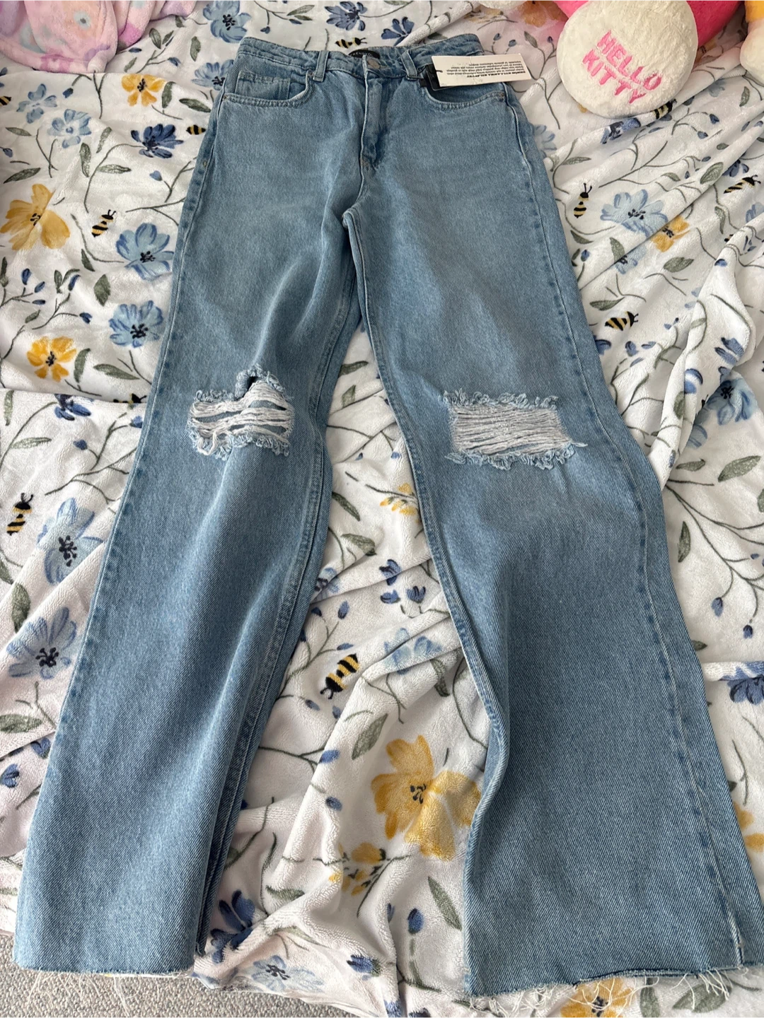 Light Wash Distressed Wide Leg Jeans size 32 - photo 2