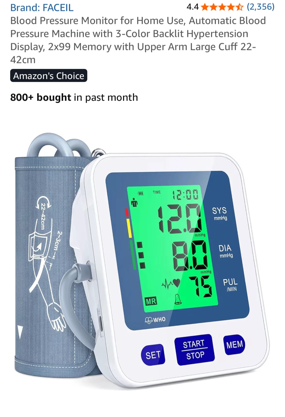 FACEIL Automatic Blood Pressure Monitor