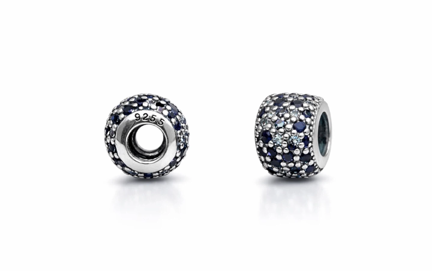 Sterling Silver Charm Bead with Blue & Clear Stones
