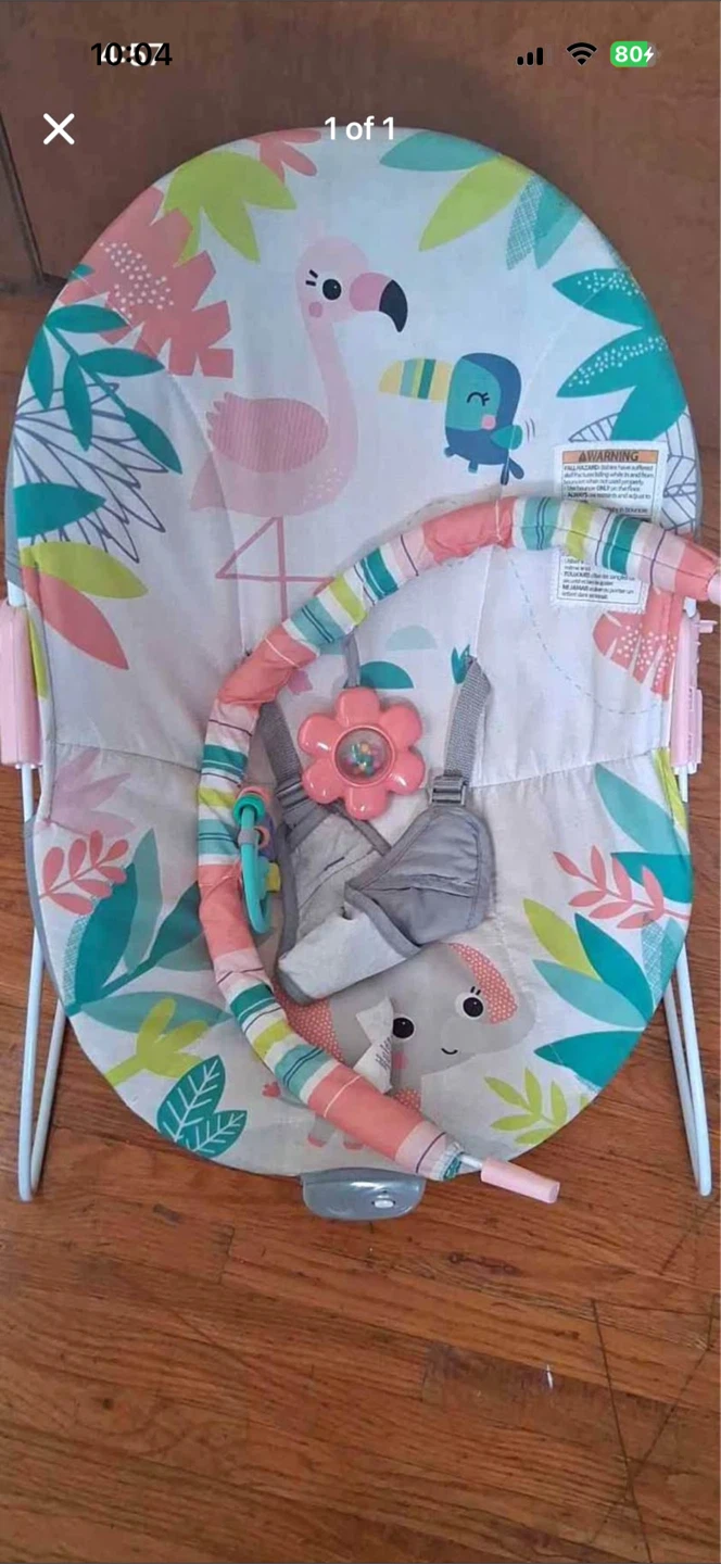 Baby Bouncer Seat with Flamingo and Toucan Design