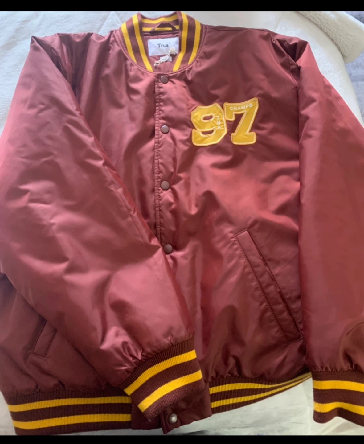 Tna Varsity Bomber Jacket Burgundy Size L