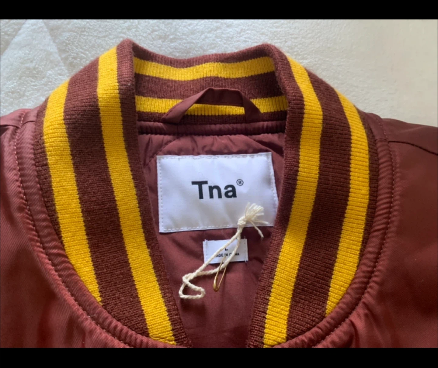 Tna Varsity Bomber Jacket Burgundy Size L - photo 4