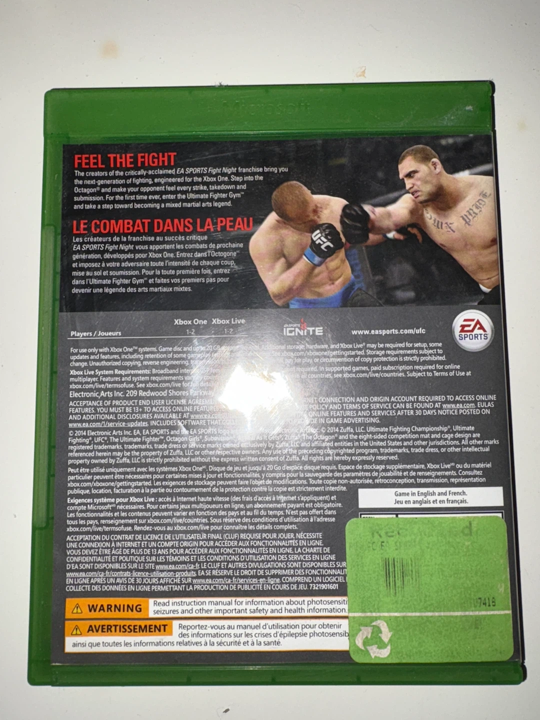 EA Sports UFC Xbox One Game - photo 2