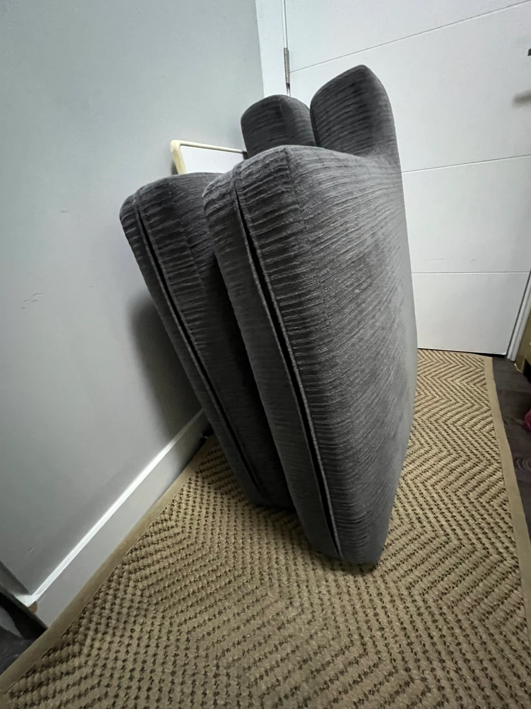 Grey Corduroy Couch Cushions + - photo 3