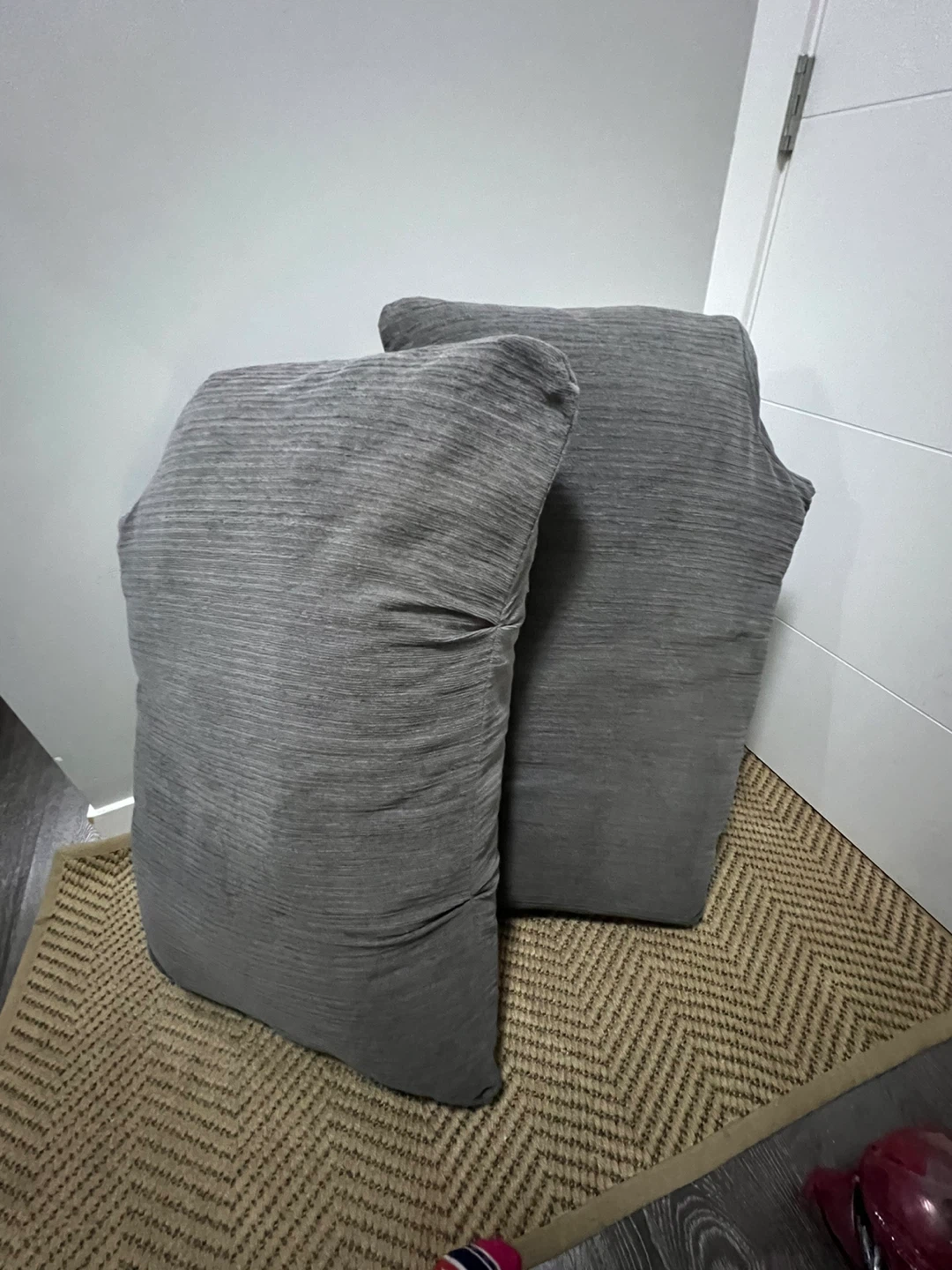 Grey Corduroy Couch Cushions + - photo 2